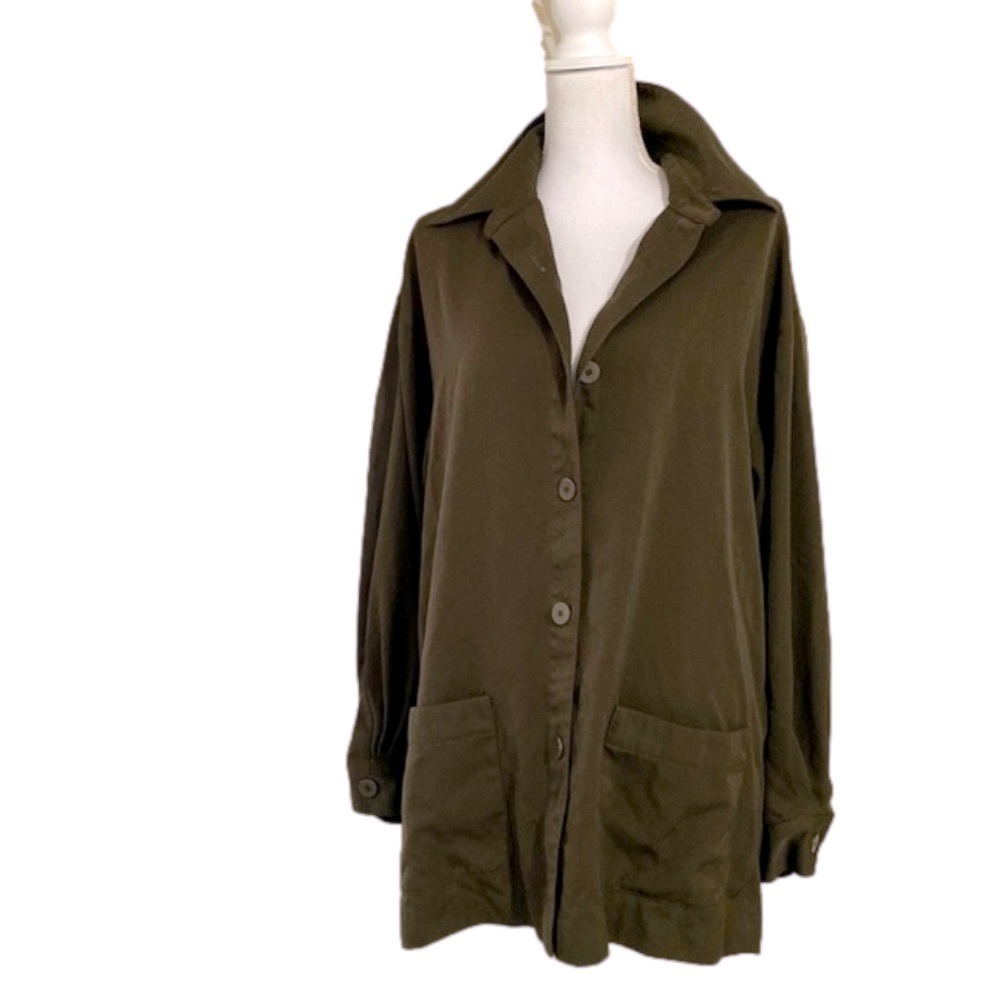 Lord & Taylor Womens Wool Blazer Dark Olive Green Relaxed Oversized Jacket 8‎